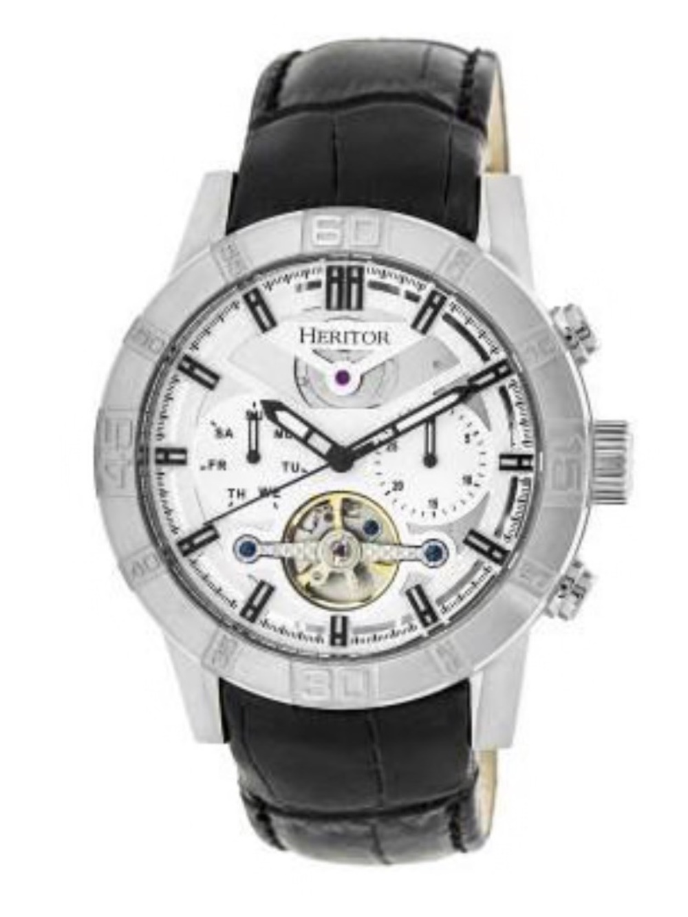 Heritor Automatic Hannibal Semi-Skeleton Leather-Band mens Watch